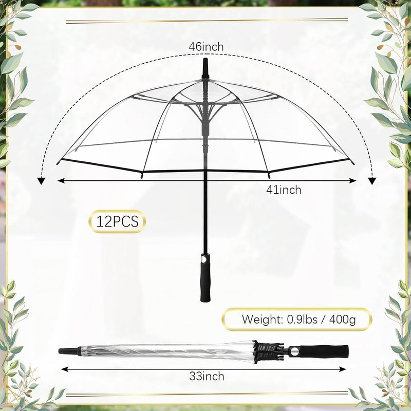Cosblank 12 Pcs Wedding Umbrellas Bulk, 41 Inch Wedding Stick Umbrellas with Wooden Handle - Image 2